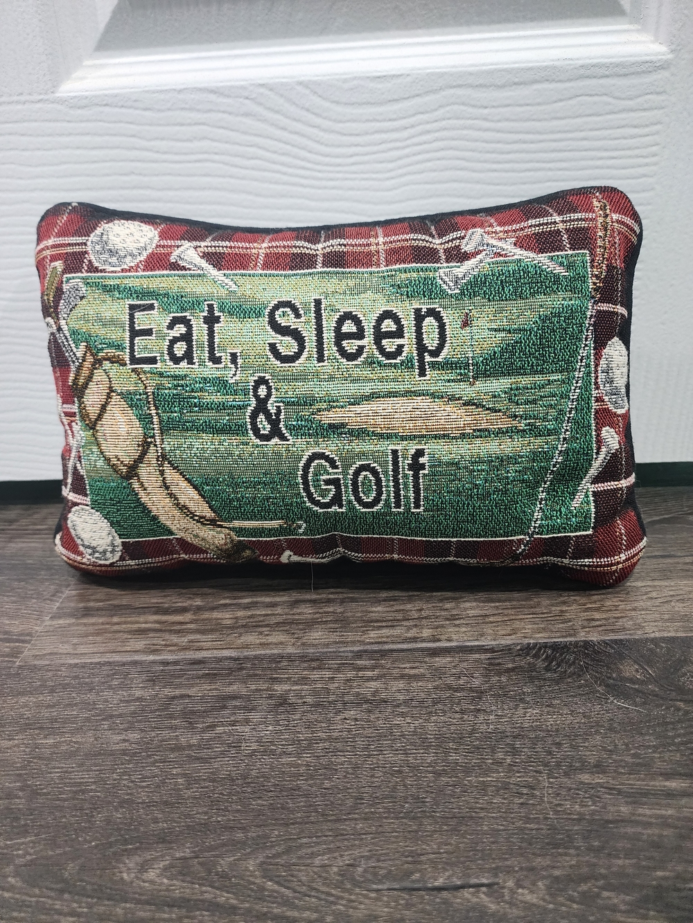 Vintage “Eat, Sleep, Golf” Pillow 12” X 8”